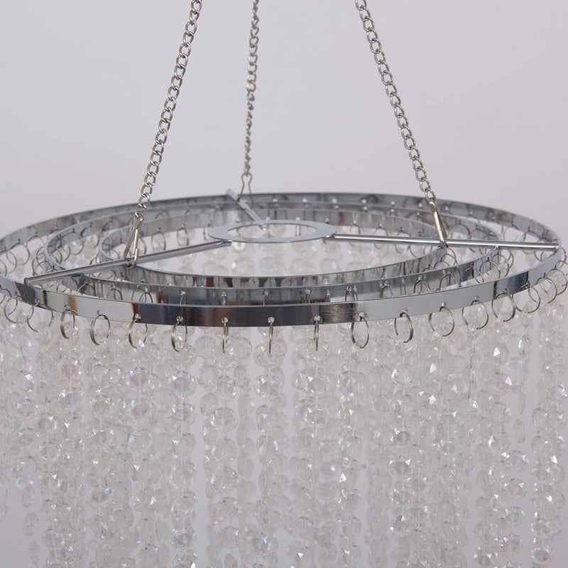 FlavorThings Sparkling Iridescent Acrylic Beaded Hanging Chandelier, 3 Tiers, 10.25" Diameter x 30" Tall, Indoor, Iridescent - Image 3